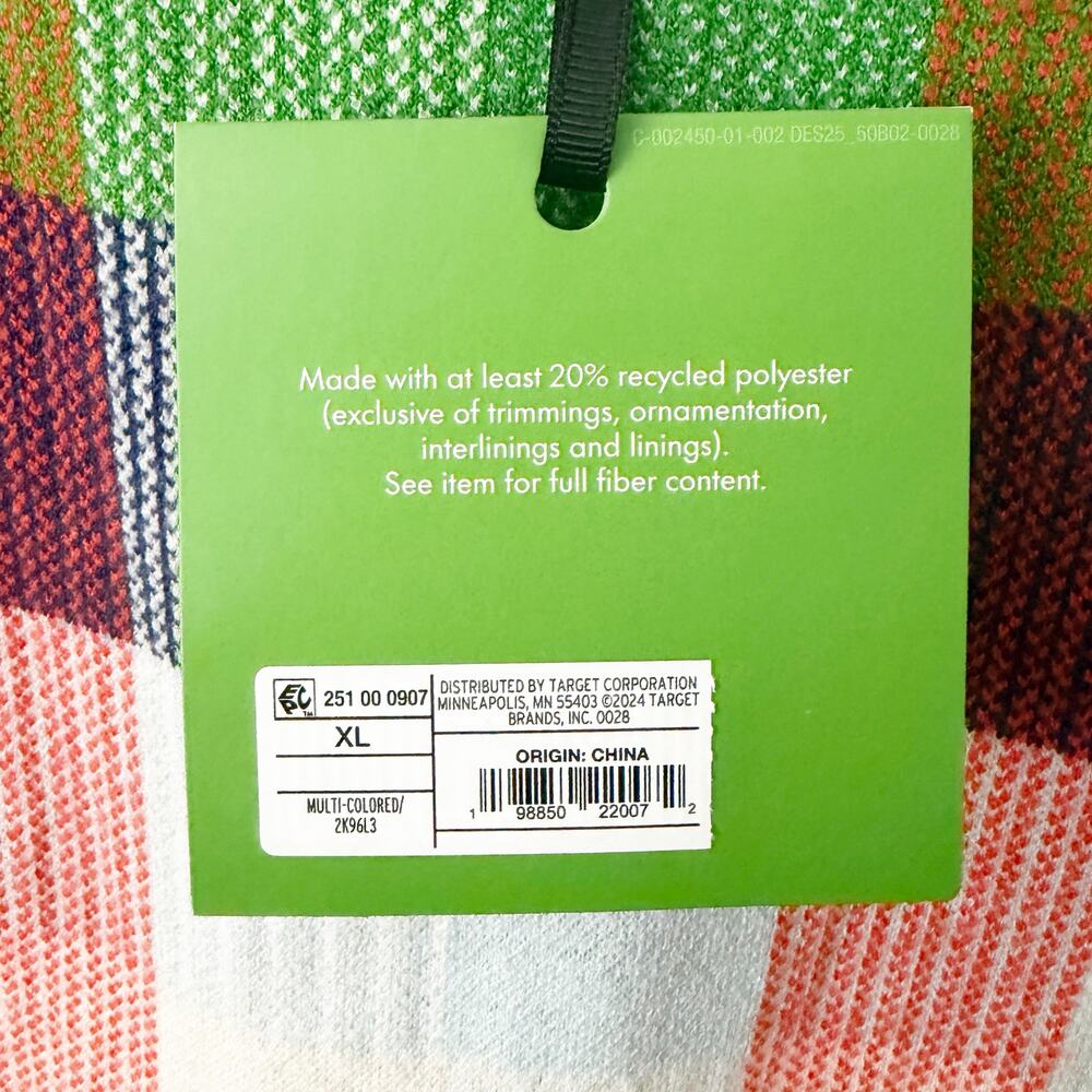 KATE SPADE x TARGET | NWT Plaid Pink Orange Green Knit Dress Multicolor | XL - Picture 4 of 7